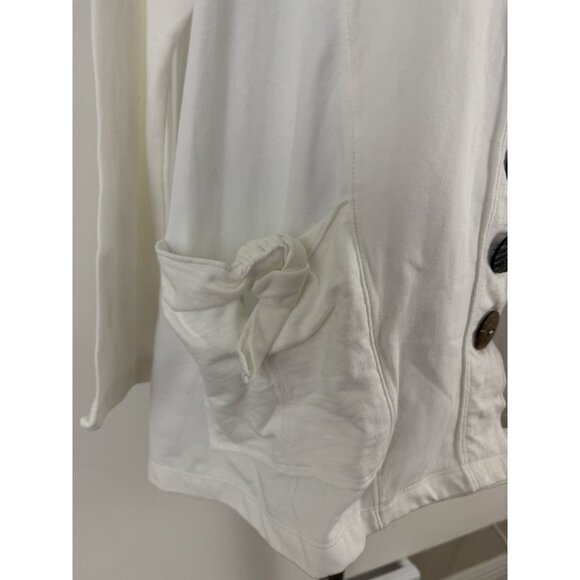 NEON BUDDHA White Cotton Blend Button Front Long Sleeve Top/Shacket Sz L - Picture 5 of 9